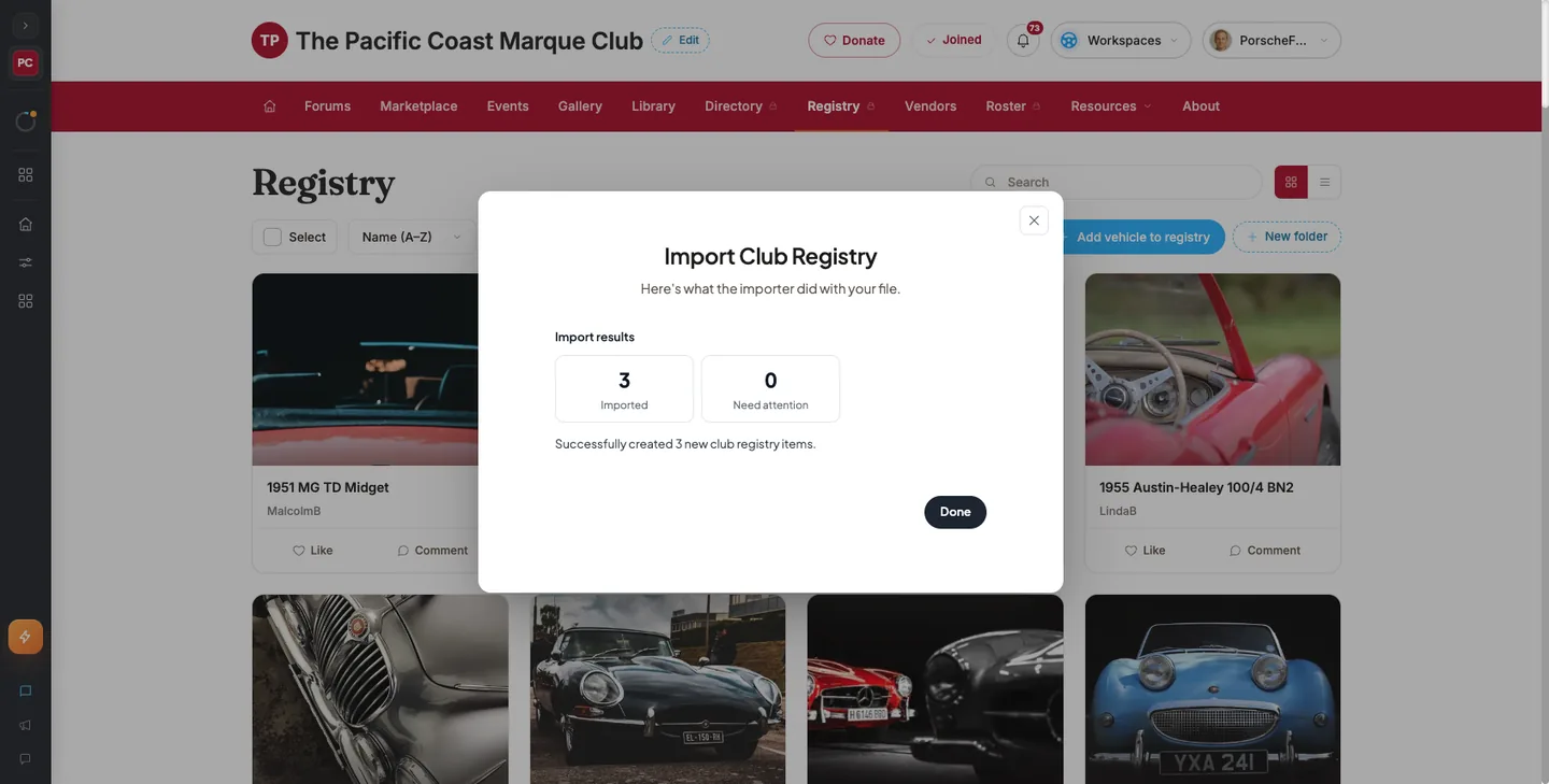 The "Import results" view showing 3 Imported and 0 Need attention tiles after a clean import