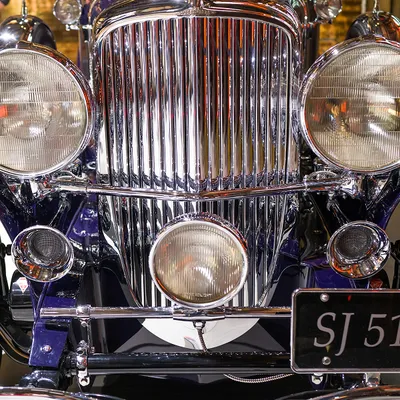 Classic Duesenberg chrome grille detail