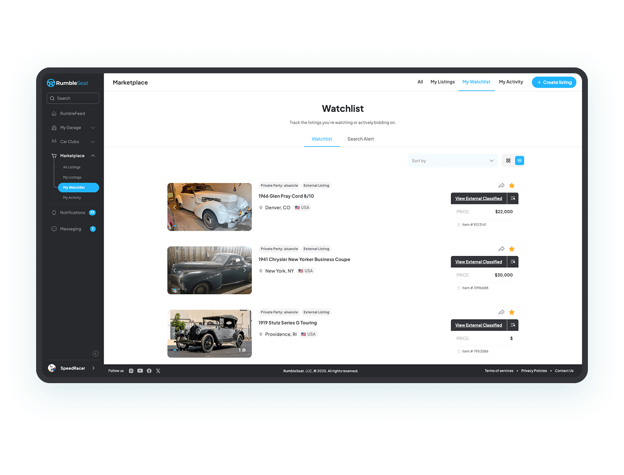 Watchlist and Saved Searches